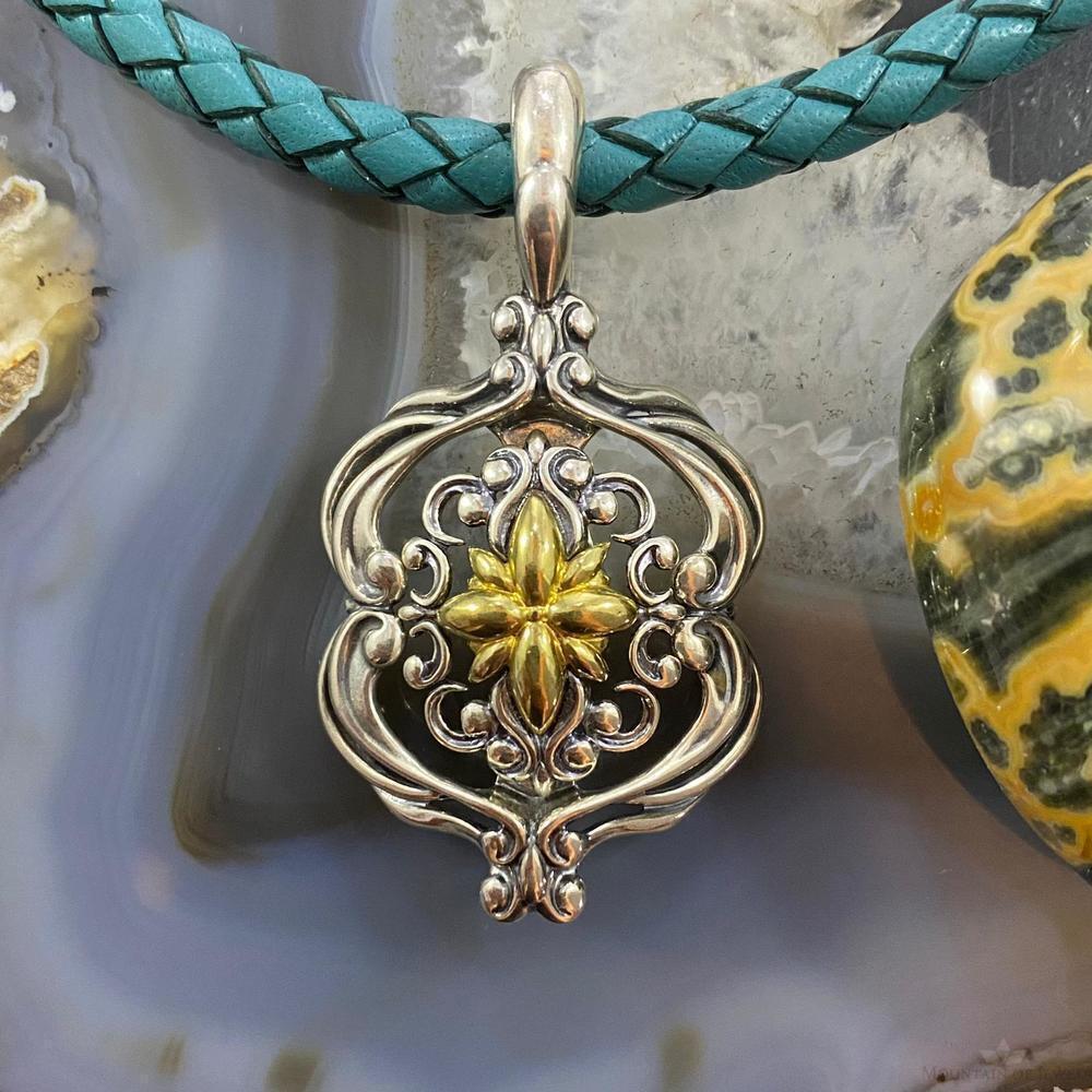 Carolyn Pollack Southwestern Style Sterling Silver & Brass Decorated Pendant